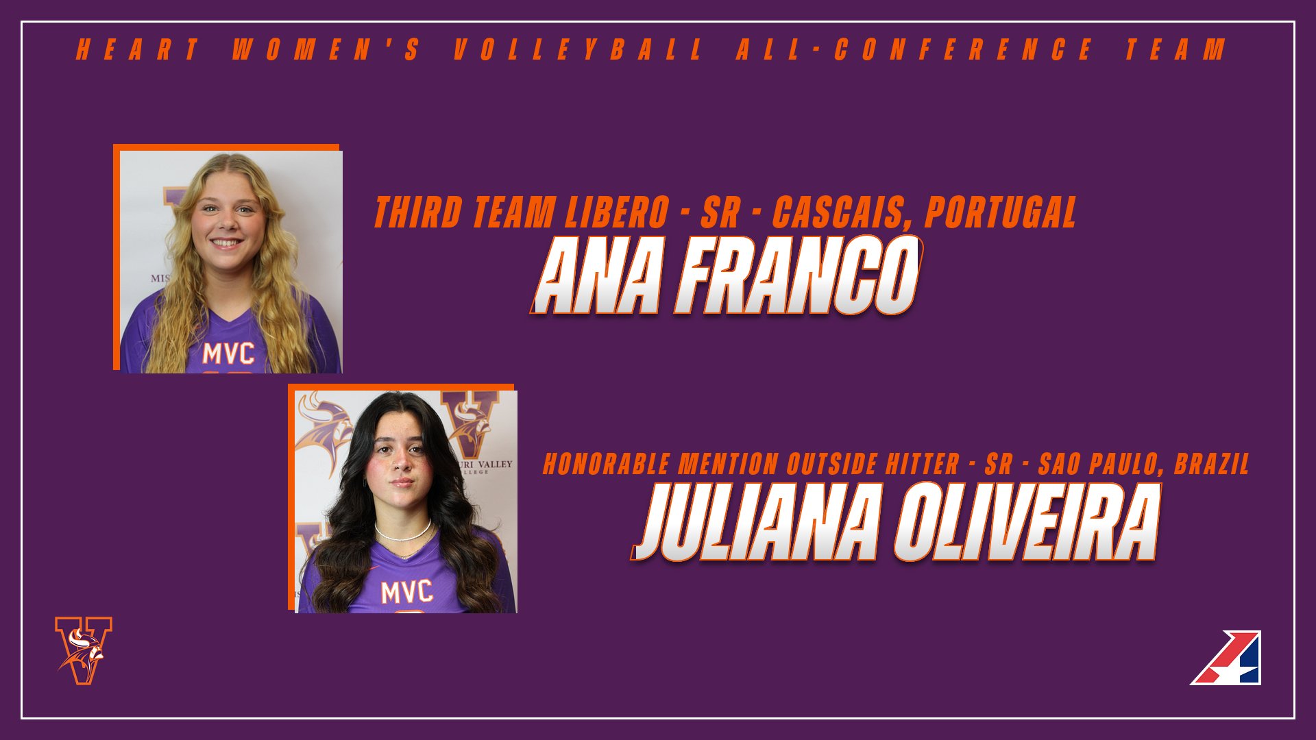 Women's Volleyball Puts Two on Heart All-Conference Team