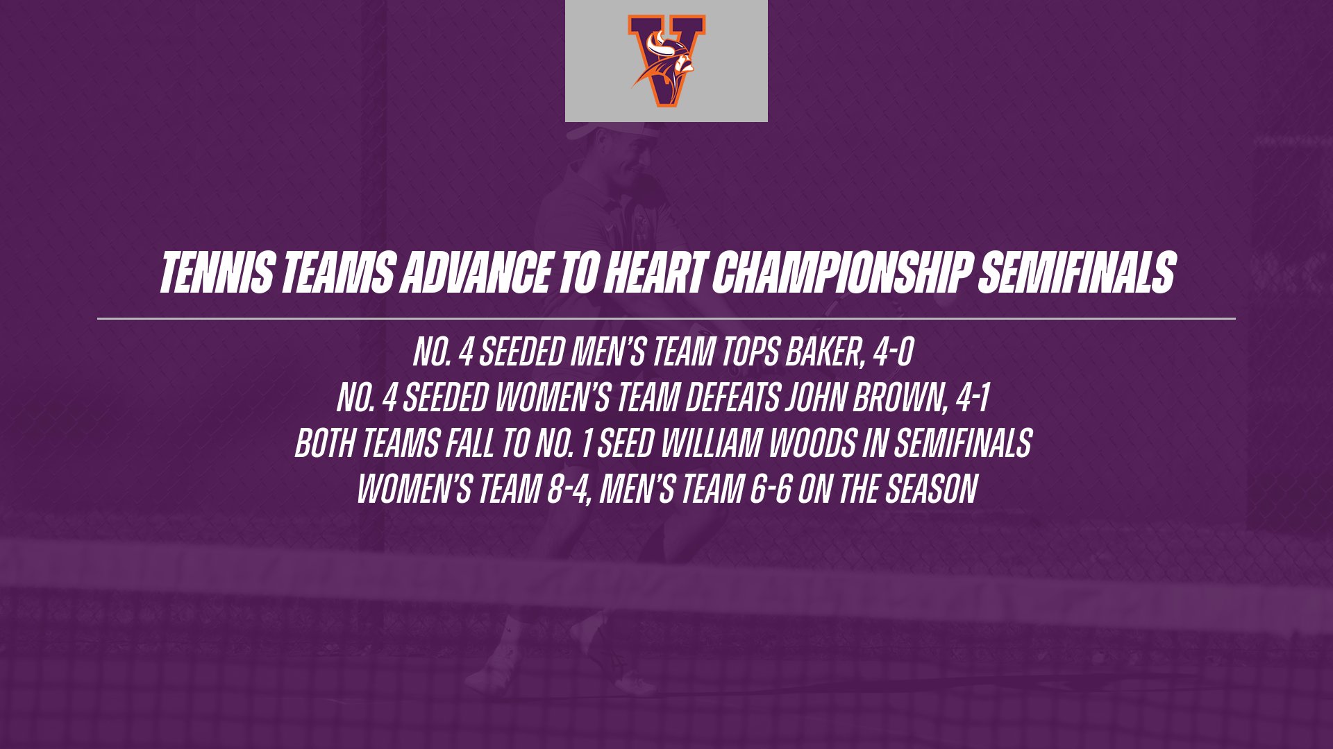 Tennis Teams Advance to Semifinals of Heart Championships
