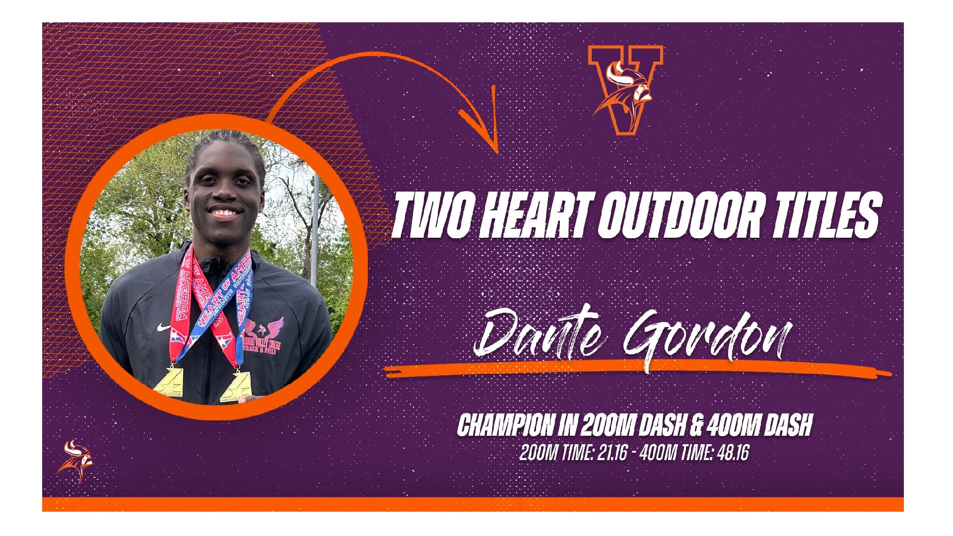 Track & Field Led By Two-Time Conference Champion Dante Gordon at Heart Outdoor Championships