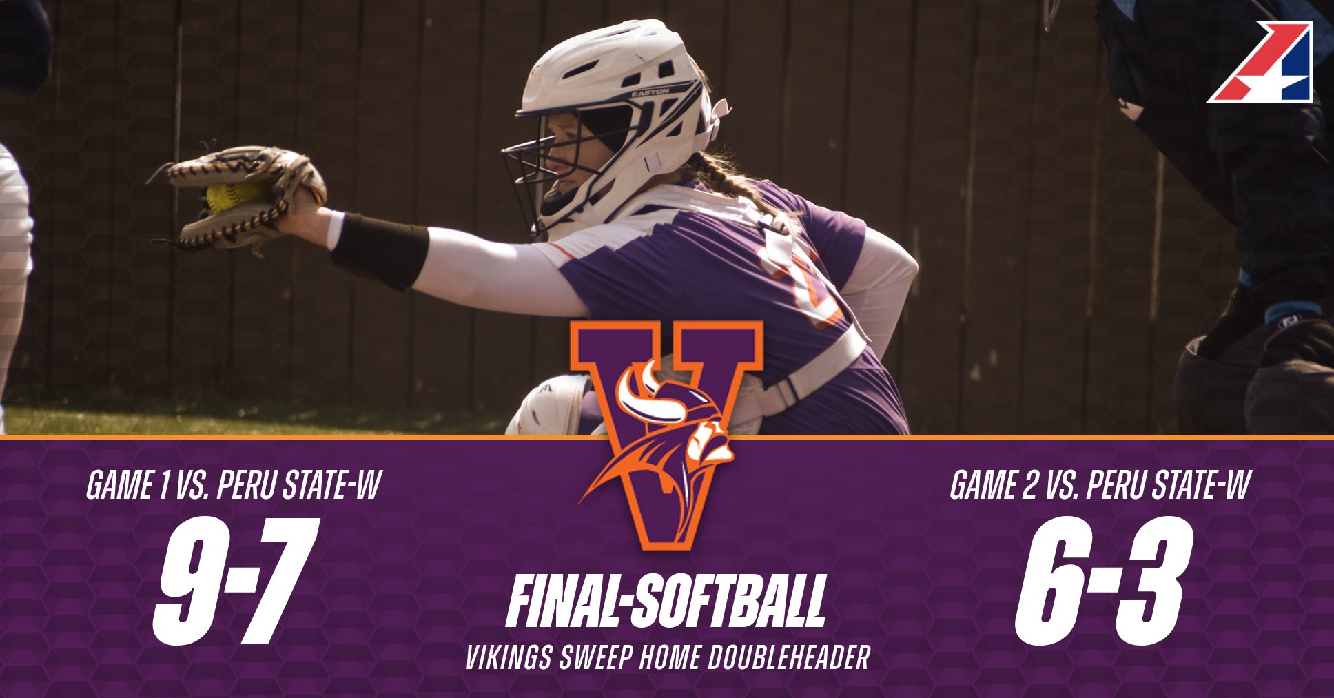 Softball Sweeps Peru State at Home